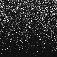 Random falling white dots. Top gradient with random falling white dots on black background. Vector illustration.