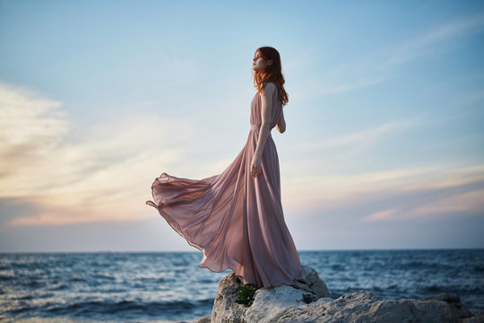 Beautiful young woman resting on the sea, beach, summer, vacation