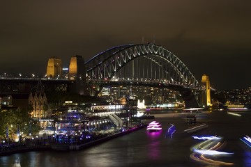Sydney Harbour Bridge at night.