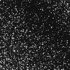 Random falling white dots. Abstract pattern with random falling white dots on black background. Vector illustration.