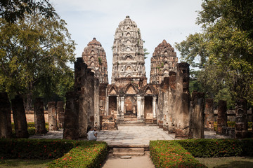 Ruins of the ancient temple, Sukhothai National Park, Thailand