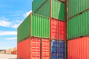 Fototapeta premium container,container ship in import export and business logistic,By crane ,Trade Port , Shipping,cargo to harbor.Aerial view,Water transport,International,Shell Marine,transportation,logistic