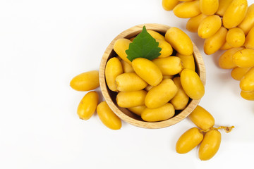 Raw yellow date palm or Dates, healthy fruit