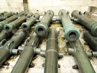 The trunks of old Russian guns.