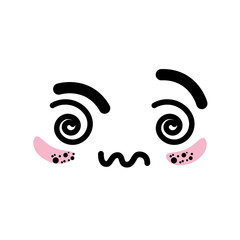isolated cute kawaii face icon vector illustration graphic design