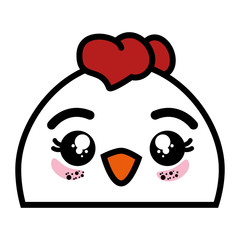 isolated cute chicken face icon vector illustration graphic design