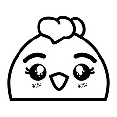 isolated cute chicken face icon vector illustration graphic design