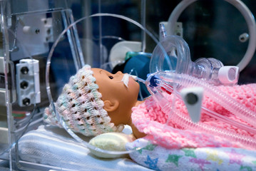 Ambulance Display of Emergency Premature Infant Respiratory Mannequin