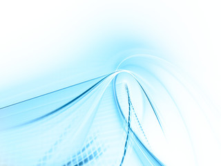 Abstract background element. Fractal graphics series. Curves, blurs and twisted grids composition. Blue and white colors.
