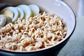 noodle and egg boiled, fast and comfortable when you hungry, Asian food, close up and food background