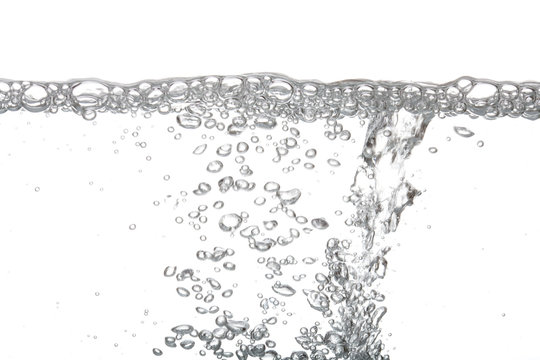 Bubble air in water isolated on white background.