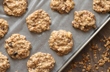 Healthy homemade banana and oatmeal cookies dough before baking