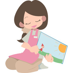 読み聞かせをする女性