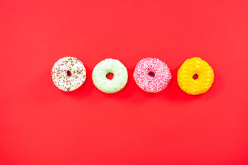 Vibrant donuts flat lay minimalistic design