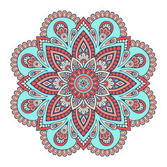 Flower Mandala. Vintage decorative elements. Oriental pattern, vector illustration. Islam, Arabic, Indian, moroccan,spain, turkish, pakistan, chinese, mystic, ottoman motifs. Coloring book page