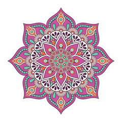 Flower Mandala. Vintage decorative elements. Oriental pattern, vector illustration. Islam, Arabic, Indian, moroccan,spain, turkish, pakistan, chinese, mystic, ottoman motifs. Coloring book page