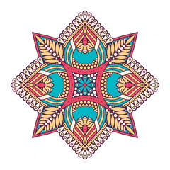 Flower Mandala. Vintage decorative elements. Oriental pattern, vector illustration. Islam, Arabic, Indian, moroccan,spain, turkish, pakistan, chinese, mystic, ottoman motifs. Coloring book page