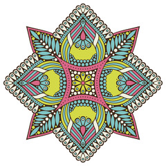 Flower Mandala. Vintage decorative elements. Oriental pattern, vector illustration. Islam, Arabic, Indian, moroccan,spain, turkish, pakistan, chinese, mystic, ottoman motifs. Coloring book page