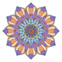 Flower Mandala. Vintage decorative elements. Oriental pattern, vector illustration. Islam, Arabic, Indian, moroccan,spain, turkish, pakistan, chinese, mystic, ottoman motifs. Coloring book page