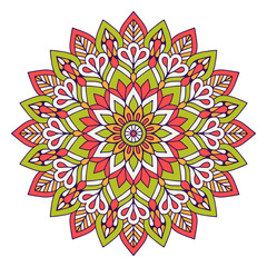 Flower Mandala. Vintage decorative elements. Oriental pattern, vector illustration. Islam, Arabic, Indian, moroccan,spain, turkish, pakistan, chinese, mystic, ottoman motifs. Coloring book page