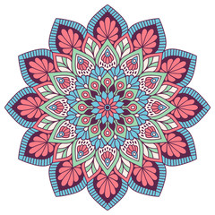 Flower Mandala. Vintage decorative elements. Oriental pattern, vector illustration. Islam, Arabic, Indian, moroccan,spain, turkish, pakistan, chinese, mystic, ottoman motifs. Coloring book page