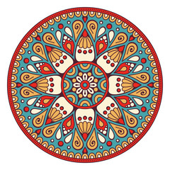 Flower Mandala. Vintage decorative elements. Oriental pattern, vector illustration. Islam, Arabic, Indian, moroccan,spain, turkish, pakistan, chinese, mystic, ottoman motifs. Coloring book page