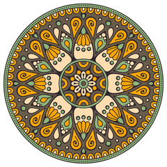 Flower Mandala. Vintage decorative elements. Oriental pattern, vector illustration. Islam, Arabic, Indian, moroccan,spain, turkish, pakistan, chinese, mystic, ottoman motifs. Coloring book page