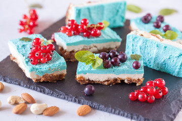 Blue raw vegan cheesecake
