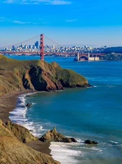 Crédence de cuisine en verre imprimé San Francisco Golden Gate bridge and San Francisco skyline