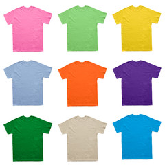 Blank T Shirt color set template on white background