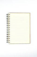 Blank notebook on white background.