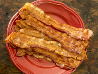 hot fresh crispy bacon on a plate