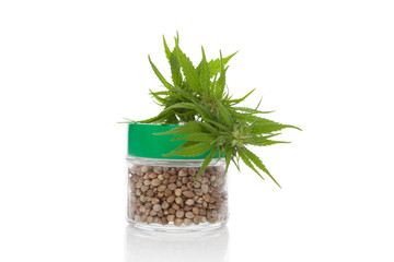 Cannabis seeds in jar