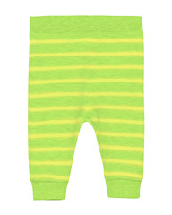 Chartreuse light green children`s newborn pants with stripes isolated on white