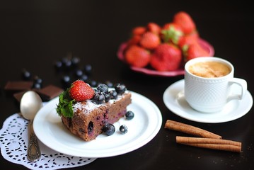 chocolate cake with berries