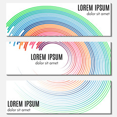 Set of colorful abstract header banners with curved lines and place for text. Vector backgrounds for web design.
