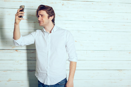 Man using smartphone