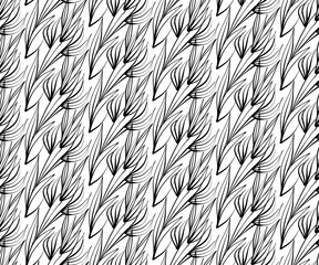 Seamless background pattern in retro style. Wrapping paper, wallpaper, fabric swatch. Black and white vector illustration.