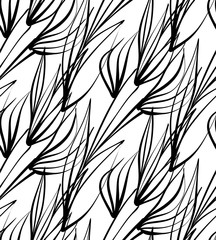 Seamless background pattern in retro style. Wrapping paper, wallpaper, fabric swatch. Black and white vector illustration.