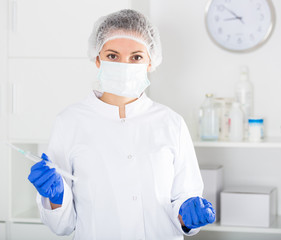 Nurse making injection
