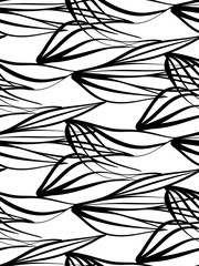 Seamless background pattern in retro style. Wrapping paper, wallpaper, fabric swatch. Black and white vector illustration.