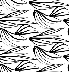 Seamless background pattern in retro style. Wrapping paper, wallpaper, fabric swatch. Black and white vector illustration.