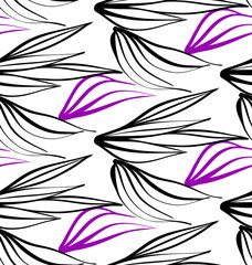 Seamless background pattern in retro style. Wrapping paper, wallpaper, fabric swatch. Black and white vector illustration.