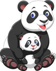 Naklejka premium Mother and baby panda