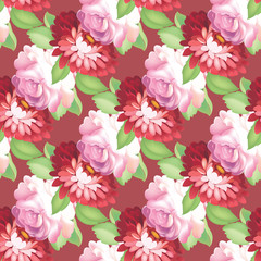 Seamless rose pattern. Vector illustration