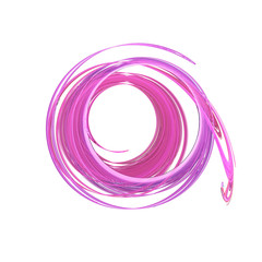Abstract swirling pink shapes on white background. Fantasy fractal design. 3D rendering.
