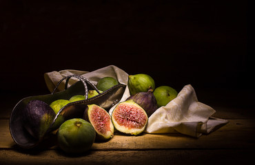 ripe figs in light painting