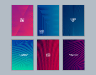 Set of cover design with background of geometric lines. Modern design