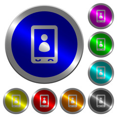 Mobile user profile luminous coin-like round color buttons