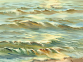 sunny sea watercolor background